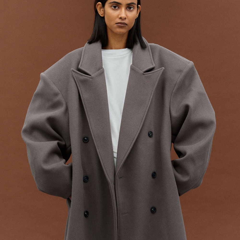 Source Unknown Wallis Oversized Grandpa Coat- Grey Medium - Picture 8 of 14